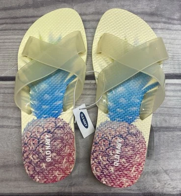 Chanclas Old Navy Amarillas Transparentes Piña Talla 7 Goma Nuevas con Etiquetas Foto 1 de 4