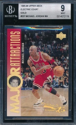 迈克尔·乔丹 1995 - 96 UPPER DECK 电动课程金 BGS 9 完好卡 #337! — 第 1/2 张图片