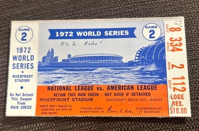Jackie Robinson Last Appearance Ticket Stub World Series G 2  10/15/1972 Dodgers - Image 1 of 2