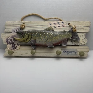 Vintage Rustikale Fisch Wand Haken Rack Forelle Hütte See Haus Angeln Deko  - Bild 1 von 12