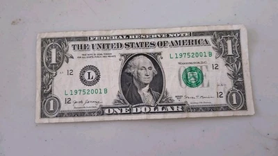 (1975 20, Jan) Birthday/Anniversary Note $1 One Dollar Bill Fancy Serial Number  - Image 1 of 2