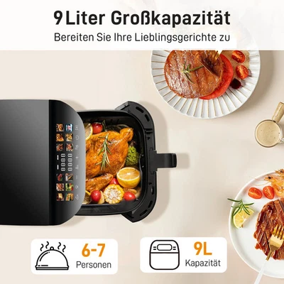 9L Heißluftfritteuse Multifunktions-Air Fryer Heißluft Friteuse Grill XXL Touch - Bild 1 von 4