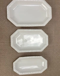 Rosenthal Germany Maria White Classic Rose Graduated Set Of 3 Serving Trays - Picture 1 of 6