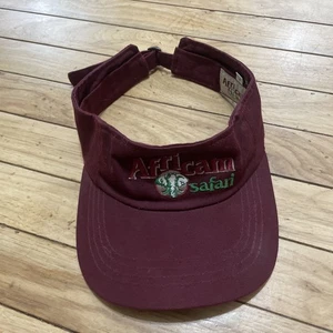 Africam Safari Visor Hat Elephant Embroidered Maroon Red Africa Tourism - Picture 1 of 15