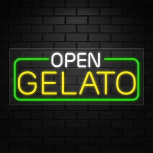 Open Gelato Neon Sign for Retail Displays | LED Flex Neon | 32"W x 13"H x 1"D - Picture 1 of 5