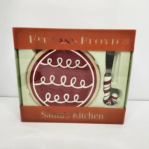 Vintage Fitz and Floyd Santa's Kitchen 2 Piece Snack Plate and Spreader In Box - Picture 1 of 5