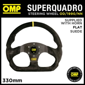 OD/1990/NN OMP SUPER QUADRO STEERING WHEEL FLAT BOTTOM IN BLACK SUEDE LEATHER - Picture 1 of 18