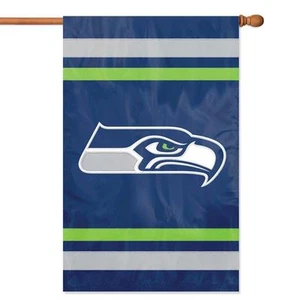 NFL Seattle Seahawks 2-Sided Applique Flag Lrg 44" X 28" AFSE Party Animal - Picture 1 of 1