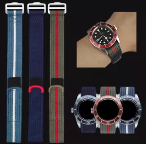 Nylon Strap For Tudor Black Bay 20mm 22mm Band Ribbed Single Pass Hook and Loop - Picture 1 of 14