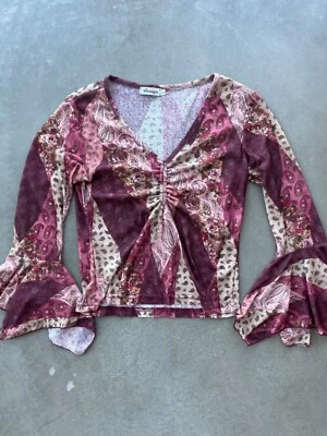 y2k paisley bell sleeve blouse - Изображение 1 из 3