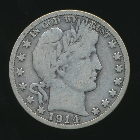 1914-S BARBER SILVER HALF DOLLAR 50C ~ KEY DATE ~ CIRCULATED ~ SHIPS FREE! Cover