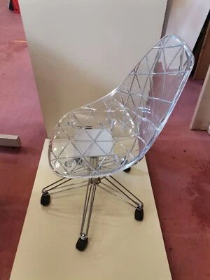Sedia ufficio seduta casa elegante 4 ruote trasparente da segno design 10003 - Immagine 1 di 3