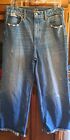Ladies Abercrombie And Fitch Wide Leg Ultra High Rise Crppd Distressed Jeans 30