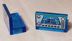 LEGO Water Control Computer Panel 1x2 Dark Blue Translucent Printed Alpha Team - Picture 1 of 1