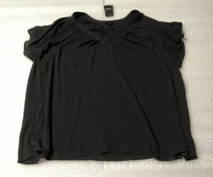 Torrid Black Crinkle Gauze V Neck Flutter Short Sleeve Shirt Size 2X - Picture 1 of 2