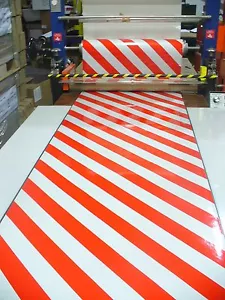 Highway reflektierende rot weiß & gelb Chevron Vinyl Magnetfolie, Sicherheitsschild - Bild 1 von 12