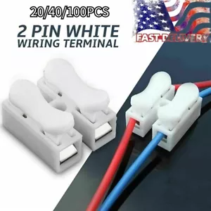 10-100PCS White 2P Quick Splice Lock Wire Terminals Electrical Connectors CH2 - Picture 1 of 7