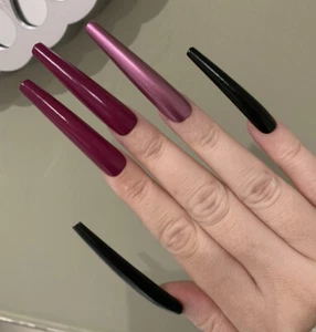 Pink Purple False Press On 3XL Ballerina Artificial Nails Set - Picture 1 of 2