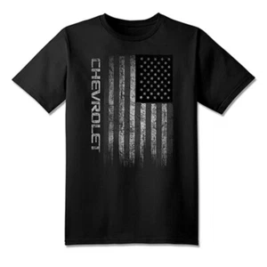 Camiseta negra Chevrolet Distressed American Flag - solo estampado delantero - Imagen 1 de 2
