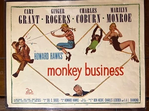 MARILYN MONROE - MONKEY BUSINESS 1952 TARJETA DE TÍTULO DE TEATRO ORIGINAL (#1) MUY BONITA - Imagen 1 de 3