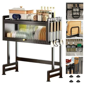 3-Tiers Kitchen Dustproof Storage Cabinet Over The Sink Dish Drying Rack Stand - Picture 1 of 12