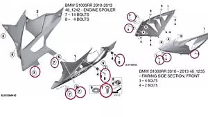 BMW S1000RR 2010-2013 VERKLEIDUNG SEITENTEIL VORNE EDELSTAHL VERKLEIDUNGSSCHRAUBEN - Bild 1 von 3