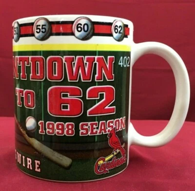 Обратный отсчет до 62 Mark McGwire 1998 сезон St. Louis Cardinals кофейная кружка чашка  - Изображение 1 из 4