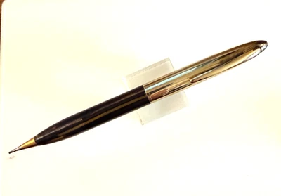 1960s Brown Sheaffer mechanical pencil with gold cap and gold trim.  Beauty - Image 1 of 3