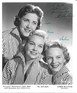 VINTAGE THE Bon Bons, Singing Group, Hand Signed Autograph Photograph 8 x 10 - Picture 1 of 5