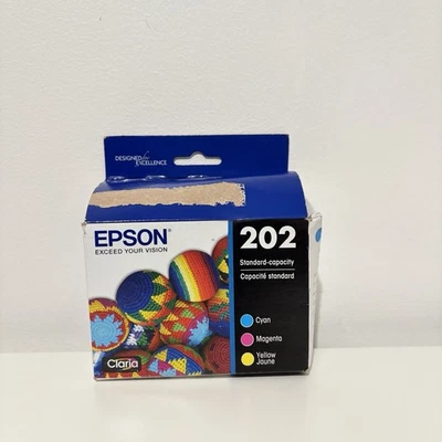 Genuine EPSON 202 Standard Color 3 Ink Cartridges Combo Exp 06/2026 New Sealed - Image 1 of 4