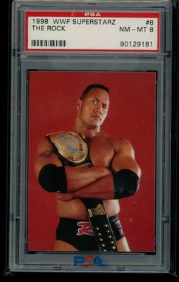 DWAYNE "THE ROCK" JOHNSON - 1998 COMIC IMAGES WWF SUPERSTARZ RC - PSA 8 - Image 1 of 2