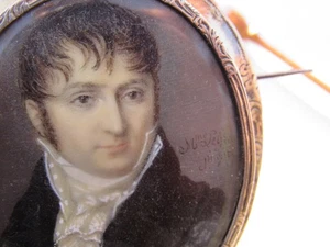 XVIII - Haarreliquiar Brosche - Miniaturmalerei auf SILBERFASSUNG signiert - Bild 1 von 14