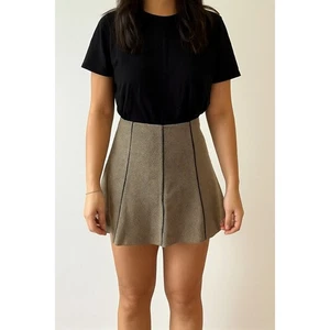 Ralph Lauren Tweed Minirock schwarz weiß geometrisches Muster Reißverschluss Damen 12P - Bild 1 von 5