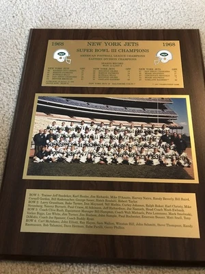 Placa de campeones del Super Bowl 1968 de los Jets de Nueva York nueva Beauty Man Cave Foto 1 de 4