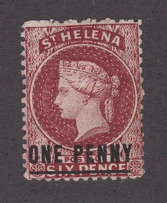 St Helena 1864 Juego de piezas sin usar Queen Victoria 1d sobreimpresión One Penny Rose SG8 Foto 1 de 2