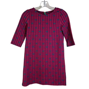 Vineyard Vines Whale Dress Girls M Blue Red 3/4 Sleeve Party Holiday Back Zip - Picture 1 of 10