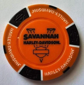 SAVANNAH HARLEY-DAVIDSON (GA) Orange/Black Signature Poker Chip - Picture 1 of 2