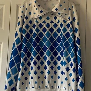 Women Golf Pullover Sweatshirt Blue White Long Sleeve Top Size XXXL - Picture 1 of 15