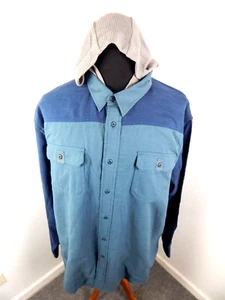 Giacca camicia da uomo foderata in pile con cuscinetti blu taglia 3XL - Foto 1 di 10
