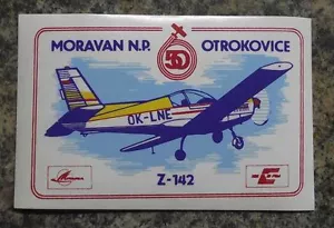 Moravan Zlin Z 142 Z-142 Training Private Light Trainer Aircraft Decal Sticker - Picture 1 of 1