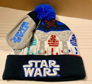 Star Wars R2-D2 / Robot Invierno Tejido Gorra y Guantes Conjunto Niño Pequeño Nuevo con Etiquetas - Imagen 1 de 5