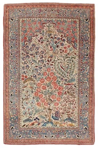 Antique Dabir Circa 1920, Dabir TREE OF LIFE, Birds And a Niche,210x120cm - Picture 1 of 20