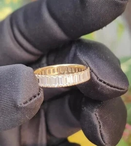 1.90Ct Baguette Cut Lab Grown Diamond/CVD Full Eternity Band 14k Yellow Gold - Picture 1 of 13