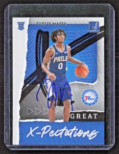 Novato automático firmado Tyrese Maxey 2020-21 Donruss #21 Great X-pectations 76ers - Imagen 1 de 2