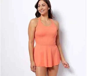 Isaac Mizrahi Live! Tankini trasero convertible Bridgehampton, coral, plus 18 - Imagen 1 de 5