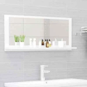 vidaXL Bathroom Mirror High Gloss White 90x10.5x37 cm Engineered Wood - Picture 1 of 7