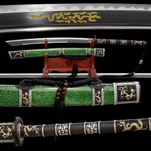 Luxus Kangxi Säbel Hacken Pferd Dao Schwert Breitschwert Klappstahl Ton gehärtet - Bild 1 von 11