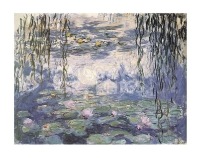 Impresión artística de decoración de pared de nenúfares y ramas de sauce, Claude Monet 11" x 14" Foto 1 de 2