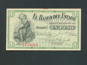 Colombia:P-S504, 1 Peso,1900 * EL BANCO DEL ESTADO * AUNC * - Picture 1 of 2