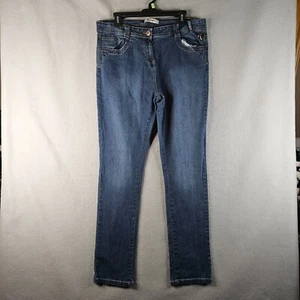 Joe Browns Jeans Womens Size 12 Blue Embroidered Key Accent Basic - Picture 1 of 13